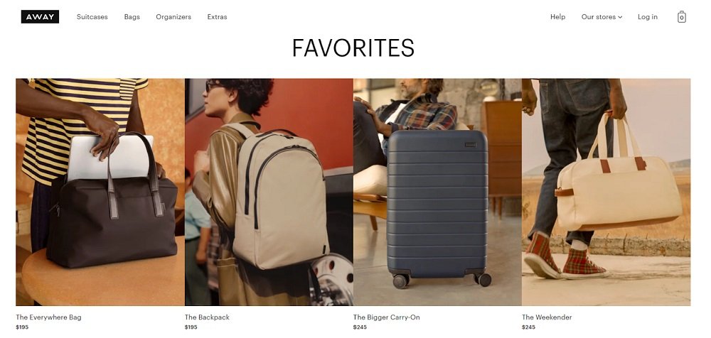 Example of web design Away Travel