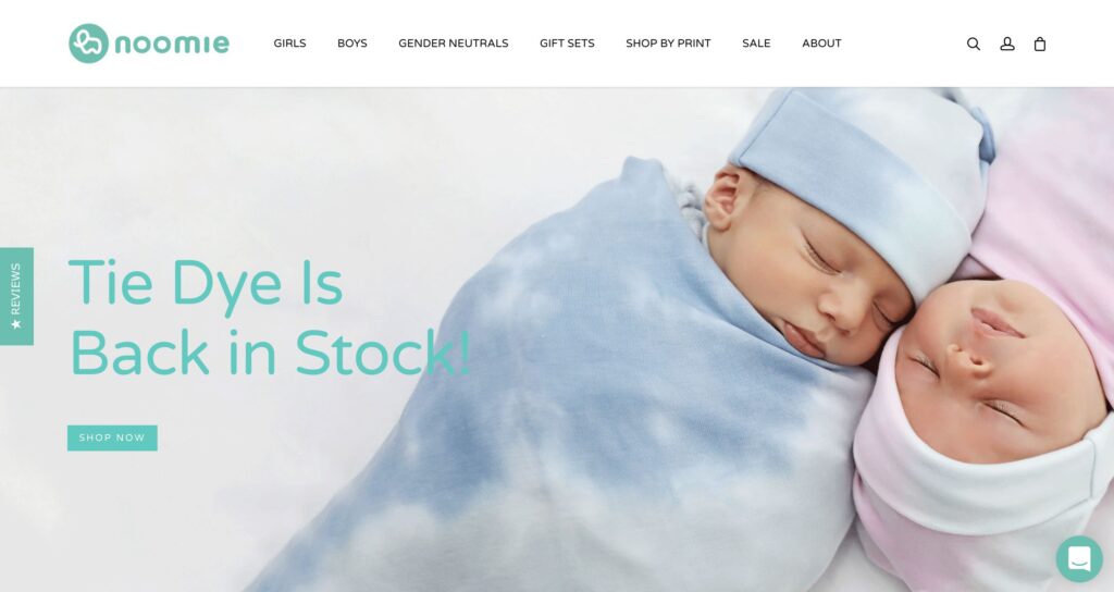 Baby Noomie Clothes website design