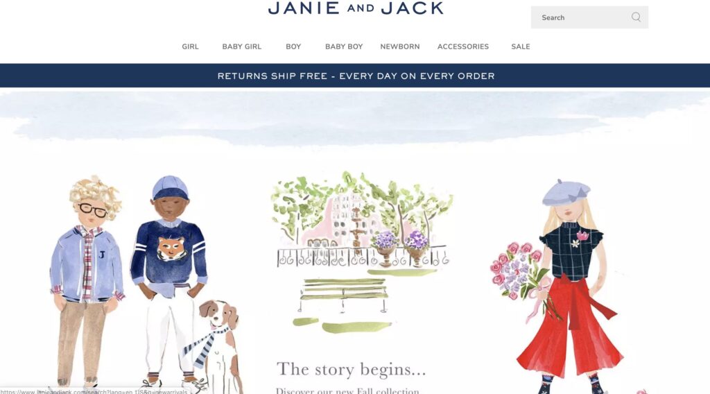 Janie and Jack Kids Clothes website design