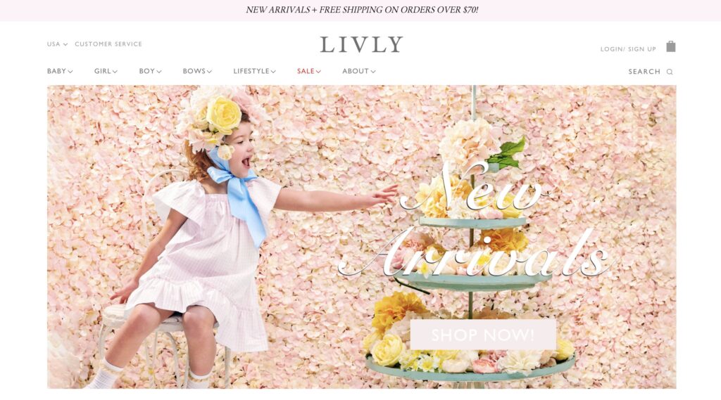 Livly Clothing Children website design