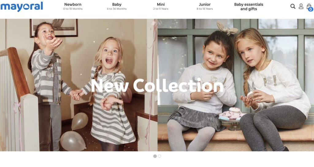 Mayoral Kids Clothes website design