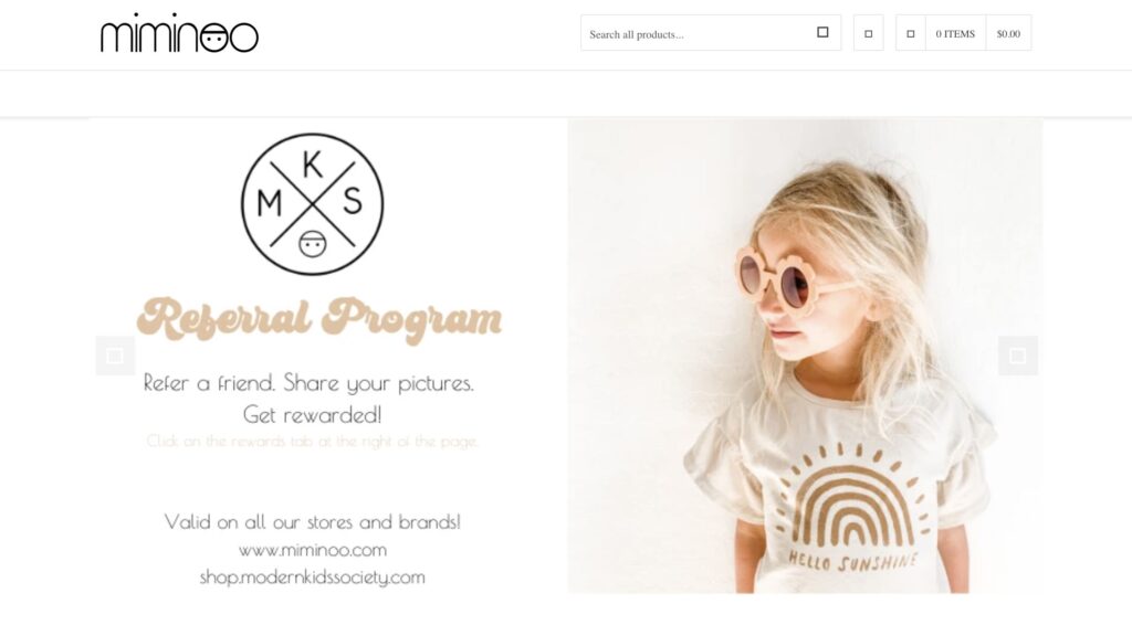 Miminoo Kids Clothes website design