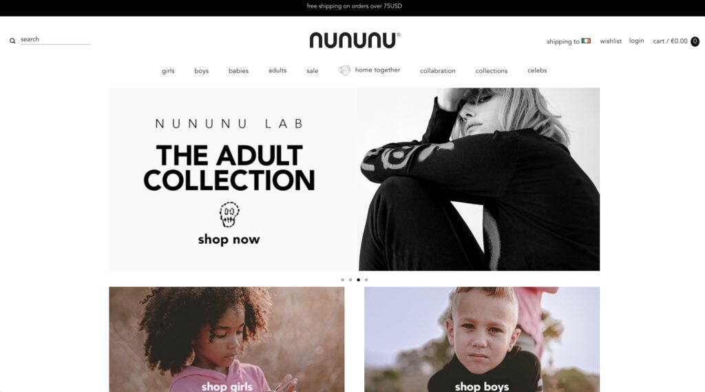 NUNUNU - Kids Clothes website design