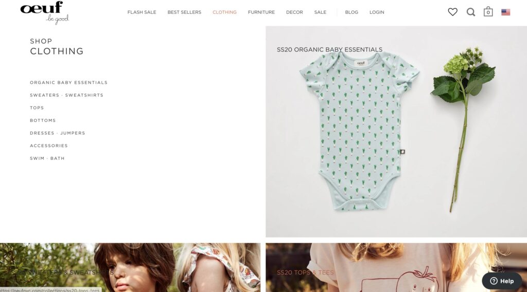 Oeuf Baby Clothes website design