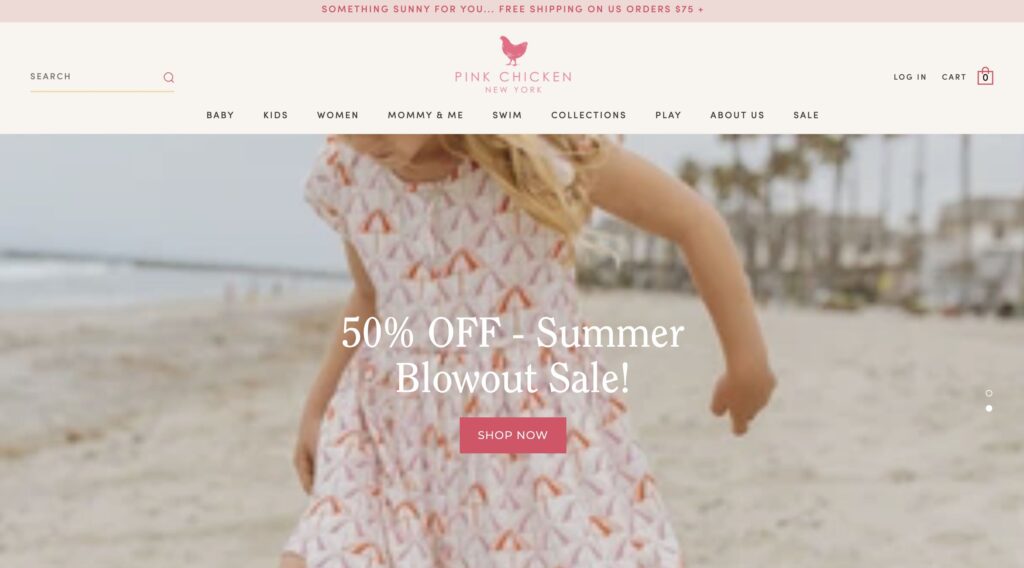 Pink Chicken Kids Clothes website design