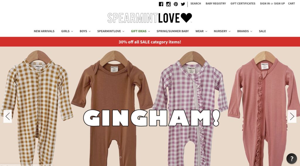 SpearmintLOVE Kids Clothes website design