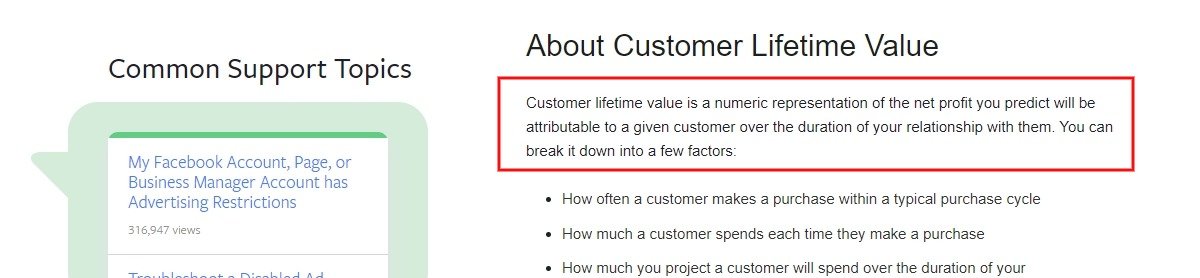 facebook customer lifetime value